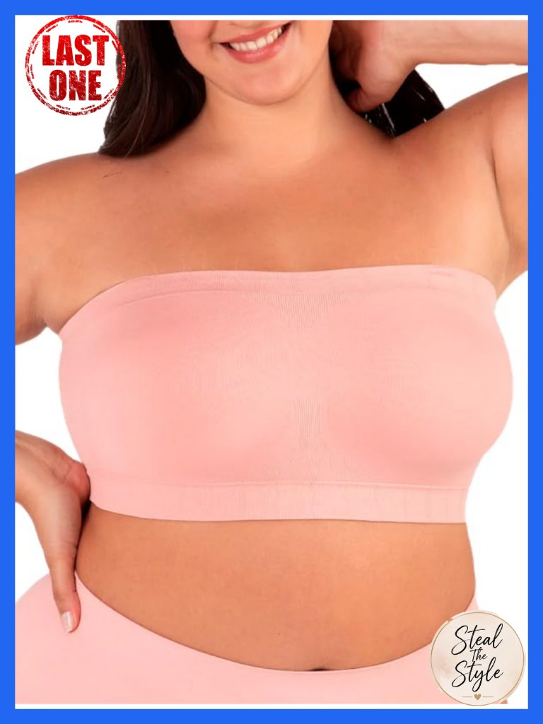 Strapless Bra, Wireless Non-Slip Bandeau, Convertible Straps For Large Busts